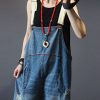51rQ3Pl1tL.jpg Women Casual Loose Cropped Denim Jumpsuits Rompers Jeans Overalls Distressed Ripped Fringed/Pockets P49