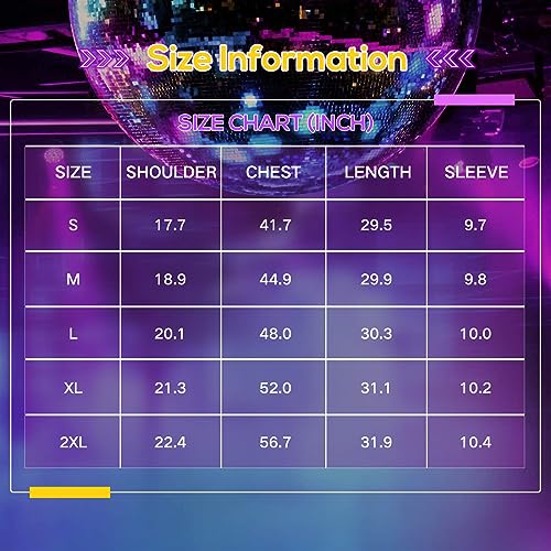 51rYNNI9inL.jpg Mens 70S Disco Outfits Sequin Shirt Short Sleeve Button Down Shirts Party Novelty Shirts Nightclub Christmas Prom Costume