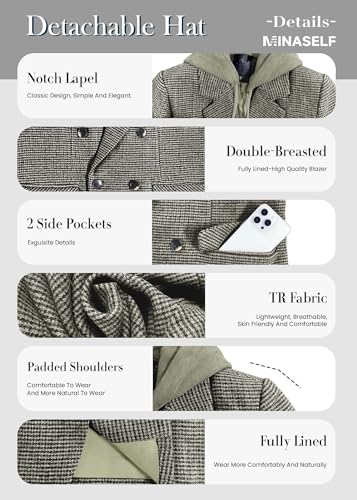 51rlTodmUfL.jpg 2025 Women's Spring Hooded Blazer Jacket Double-Breasted Oversize Loose Fully-Lined Work Office Suit with Pockets