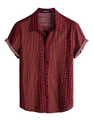 Mens Casual Short Sleeve Button Down Shirts Regular Fit Hawaiian Summer Shirt