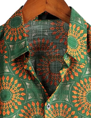 Mens Casual Hawaiian Floral Shirts Short Sleeve Button Down Tropical Shirts Beach Summer Shirts