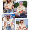 51sl1CjRxNL.jpg ???? Womens Hawaiian Shirt Luau Party Tropical Vacation Button Down Shirts Short Sleeve Beach Hawaii Floral Print Top