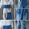 51tr-4ezmUL.jpg Women Casual Loose Cropped Denim Jumpsuits Rompers Jeans Overalls Distressed Ripped Fringed/Pockets P49