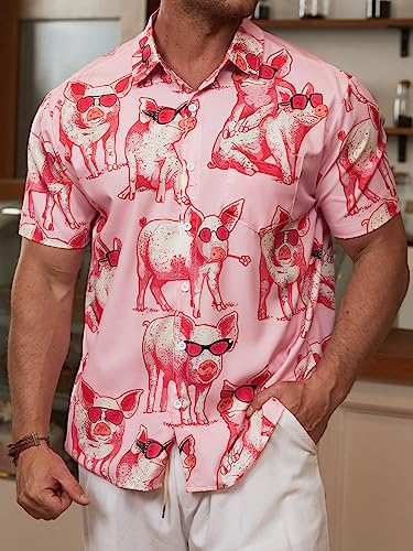 51uR5boWQ8L.jpg Men's Hawaiian Shirt Short Sleeve Funny Printed Casual Button Down Aloha Shirts