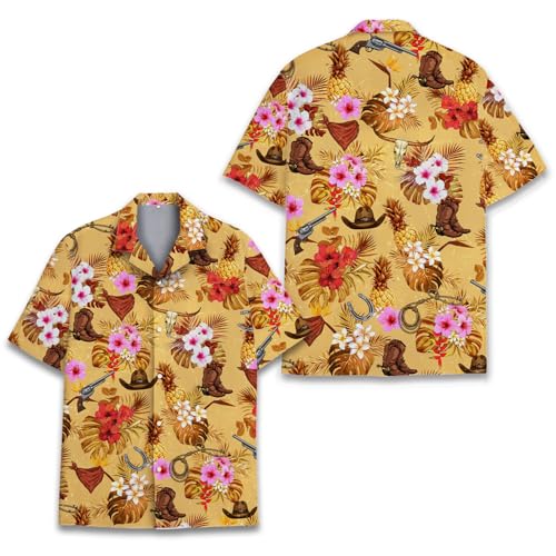 51uzuLzMV-L.jpg Pineapple Hawaiian Shirt for Men Women, Leopard Pineapple Button Down Shirt Mens Casual Short Sleeve Shirt