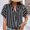 51vLfJbRwHL.jpg Womens Shirts Dressy Casual Summer Batwing Sleeve Shirt Trendy V Neck Button Down Striped Tops and Blouses