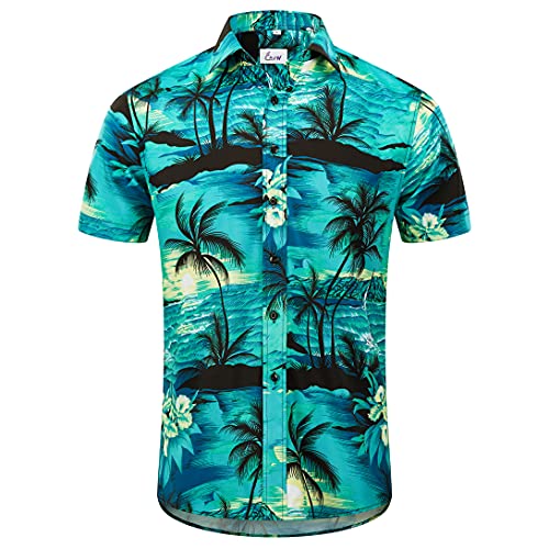 51vR35DWdMS.jpg Men's Hawaiian Shirt Short Sleeves Printed Button Down Summer Beach Dress Shirts