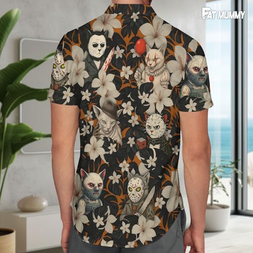 51vmQvGJoeL.jpg Mens Halloween Hawaiian Shirt, Horror Friends Shirts for Men Women Short Sleeve