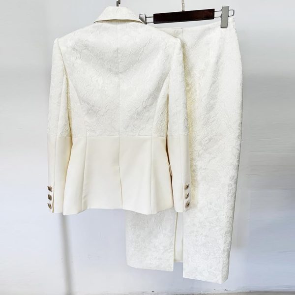 51zA7GgzBOL.jpg Women's Skirt Suit Spring Autumn Patchwork Blazer Loose Slit Maxi Skirt 2 Piece Set