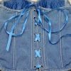 6135OOv3flL.jpg Women's Denim Rhinestone Corset Top Sexy Club Party Jean Bodysuit