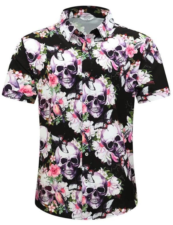 617dm-MEJYL.jpg Hawaiian Shirt for Men, Unisex Summer Beach Casual Short Sleeve Button Down Shirts, Printed Palmshadow Clothing