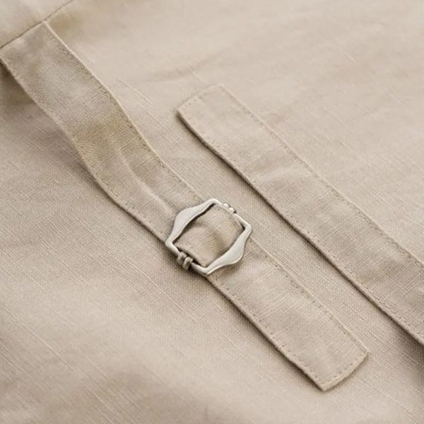 617feHWVwWL.jpg Retro Linen Women Suits Blue Sleeveless Button Vest Tops Wide Leg Pants Sets 2 Pieces Outfits Femme