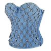 6199jvkGdiL.jpg Women's Denim Rhinestone Corset Top Sexy Club Party Jean Bodysuit