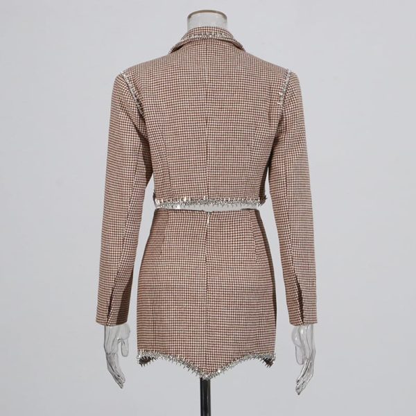 Women's Skirt Suit Spring Summer Cropped Casual Blazer High Waist Skirt 2 Piece Set for Women