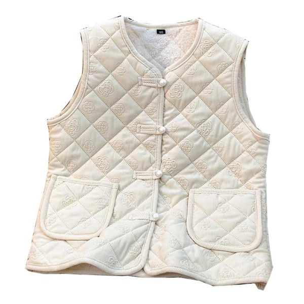 61ELkTLpBuL.jpg New-Chinese style vest for women, autumn and winter retro suit, Chinese vest, sleeveless wear, thickening