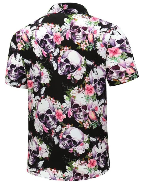 61Ghc1eyjML.jpg Hawaiian Shirt for Men, Unisex Summer Beach Casual Short Sleeve Button Down Shirts, Printed Palmshadow Clothing