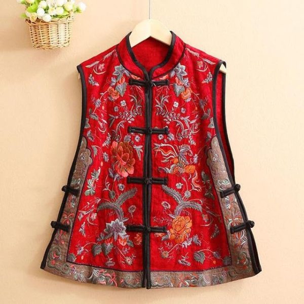 61TXsuscNfL.jpg traditional chinese women vest flower embroidery cotton linen elegant oriental suit