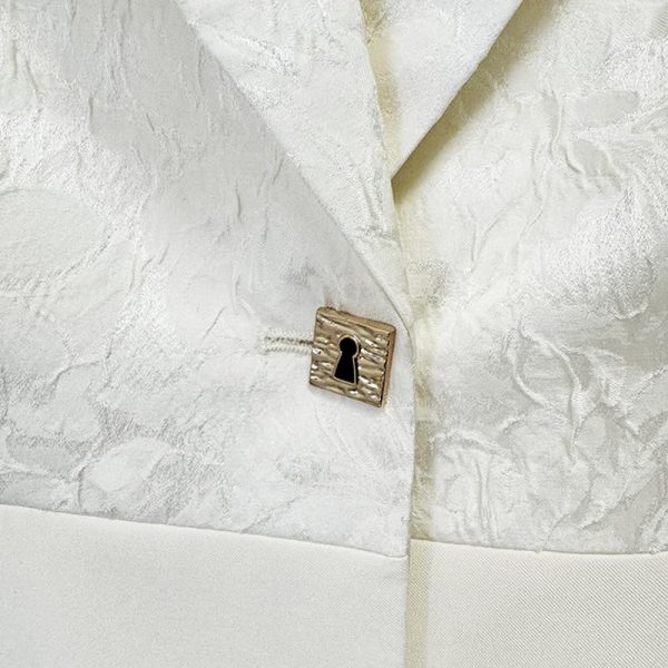 61UK4YYibkL.jpg Women's Skirt Suit Spring Autumn Patchwork Blazer Loose Slit Maxi Skirt 2 Piece Set