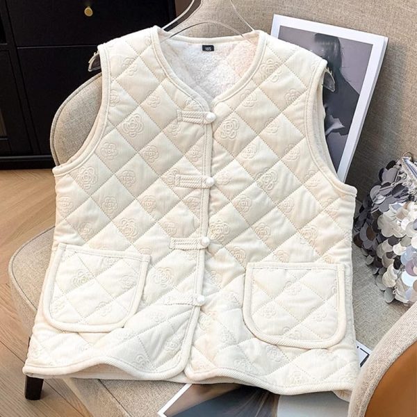 61fCql8obKL.jpg New-Chinese style vest for women, autumn and winter retro suit, Chinese vest, sleeveless wear, thickening