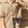 61gIRM9uO1L.jpg Womens Waffle Knit Shacket Jacket Casual Long Sleeve Button Down Shirts Dressy Blouses Tops