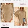 61i3DMRFhtL.jpg Womens Waffle Knit Shacket Jacket Casual Long Sleeve Button Down Shirts Dressy Blouses Tops