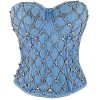 61sISHj2-HL.jpg Women's Denim Rhinestone Corset Top Sexy Club Party Jean Bodysuit