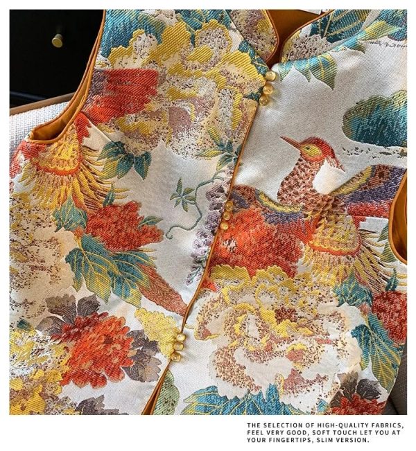 Chinese Style Traditional Vest Sleeveless O-Neck Coat Embroider Tops Women Retro Tang Suits Jacket