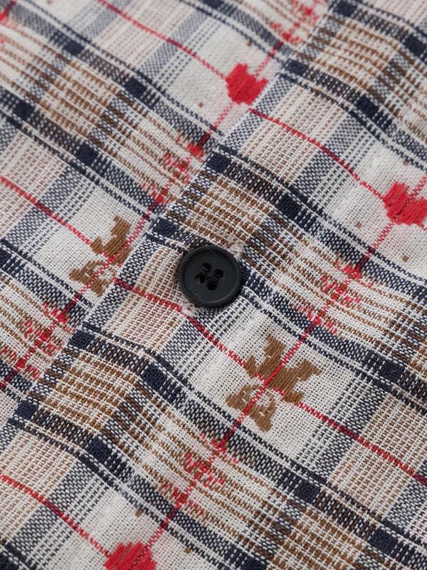 71S0iNoCo7L.jpg Cut-Out Heart Short Sleeve Shirt Collar Button Down Plaid Casual Tshirt Tops