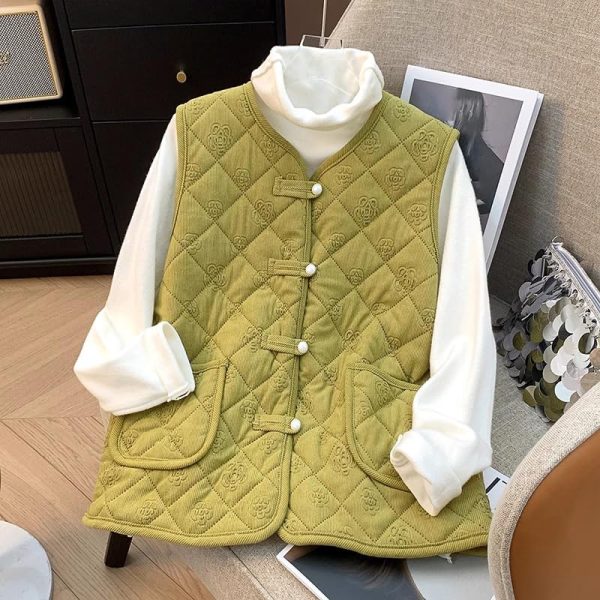 71kGnZmi5L.jpg New-Chinese style vest for women, autumn and winter retro suit, Chinese vest, sleeveless wear, thickening